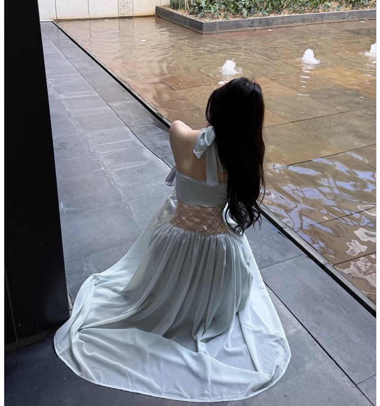 Summer beading long dress halter formal dress for women
