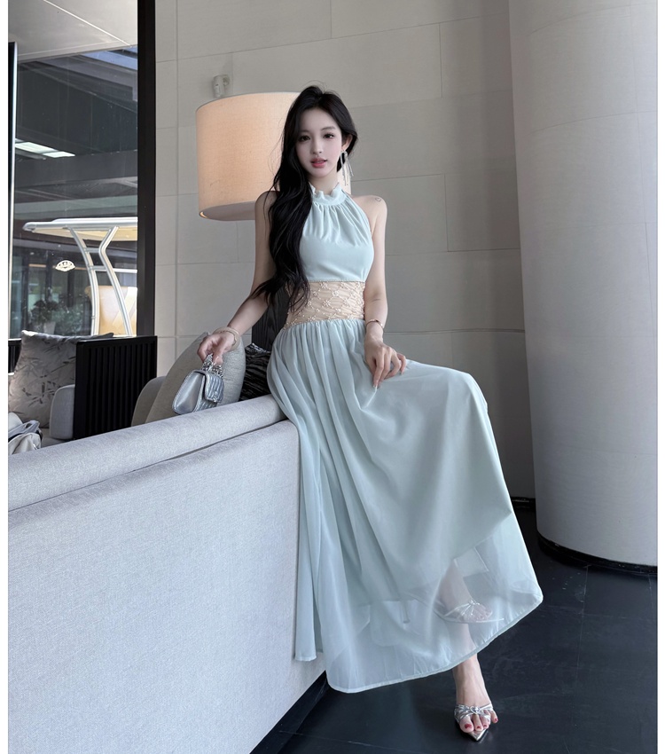 Summer beading long dress halter formal dress for women