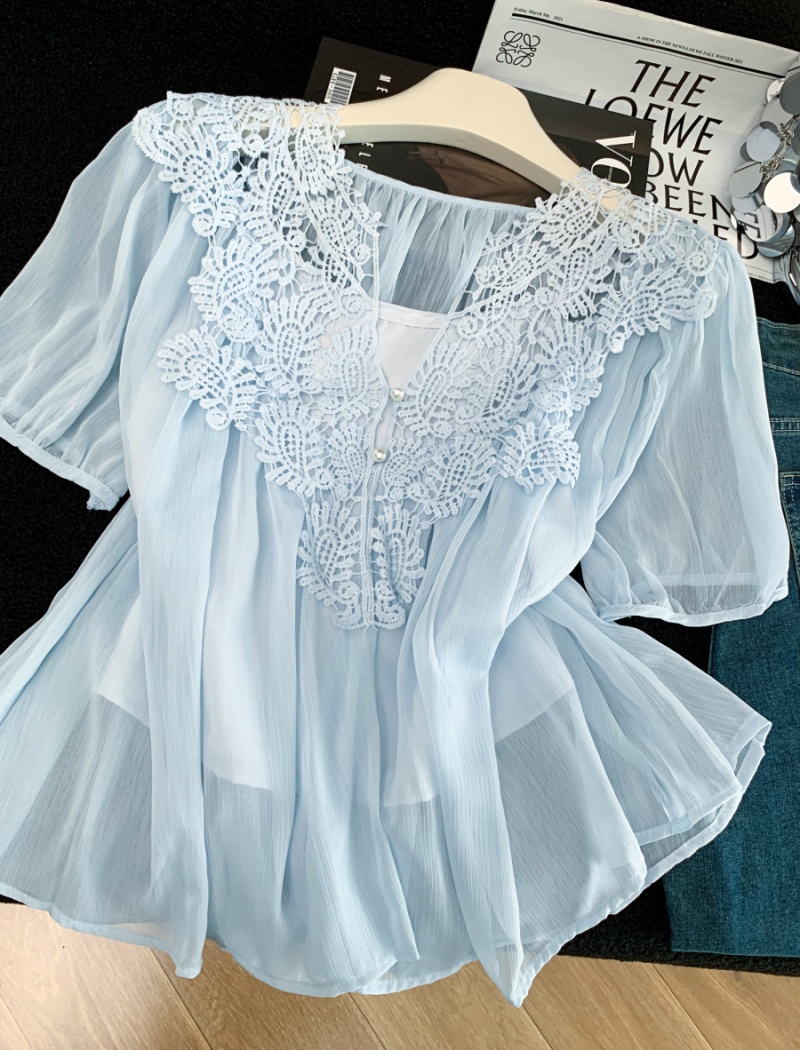 Sling Western style tops sweet summer shirt 2pcs set