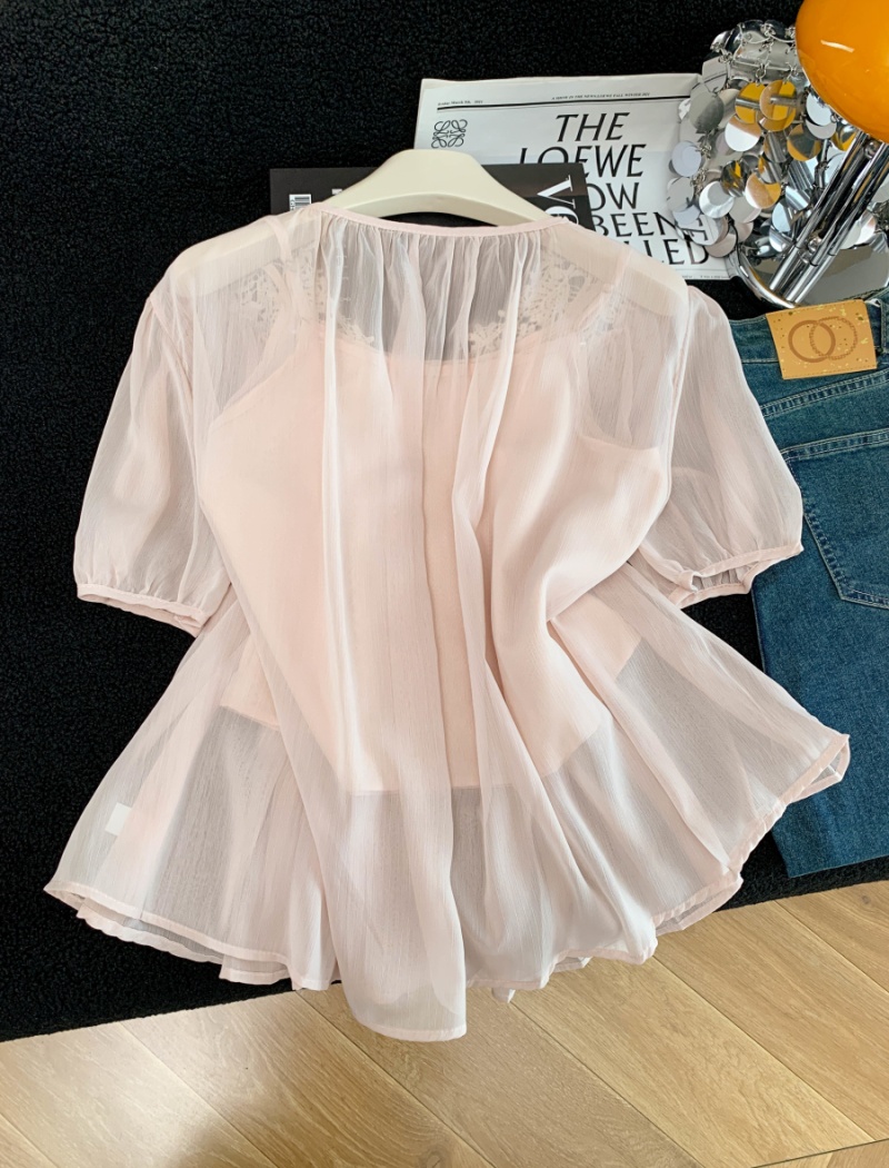 Sling Western style tops sweet summer shirt 2pcs set