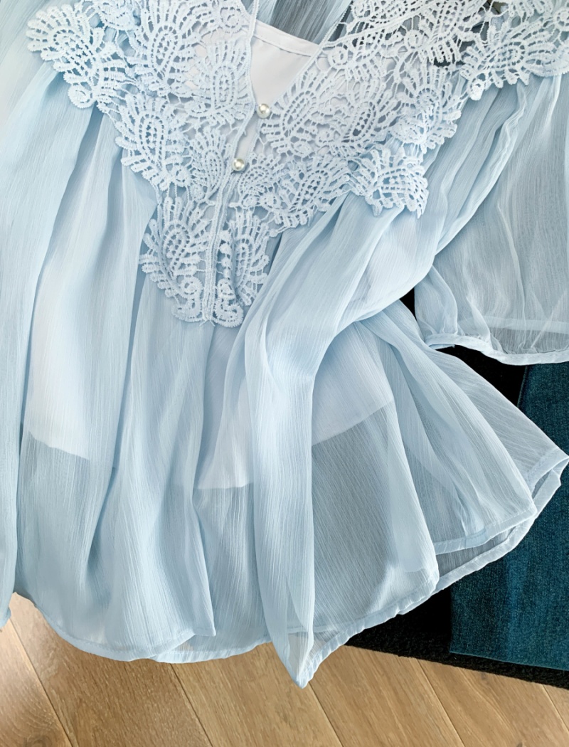 Sling Western style tops sweet summer shirt 2pcs set