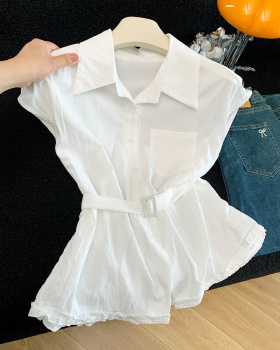 Simple shirt cotton linen tops for women