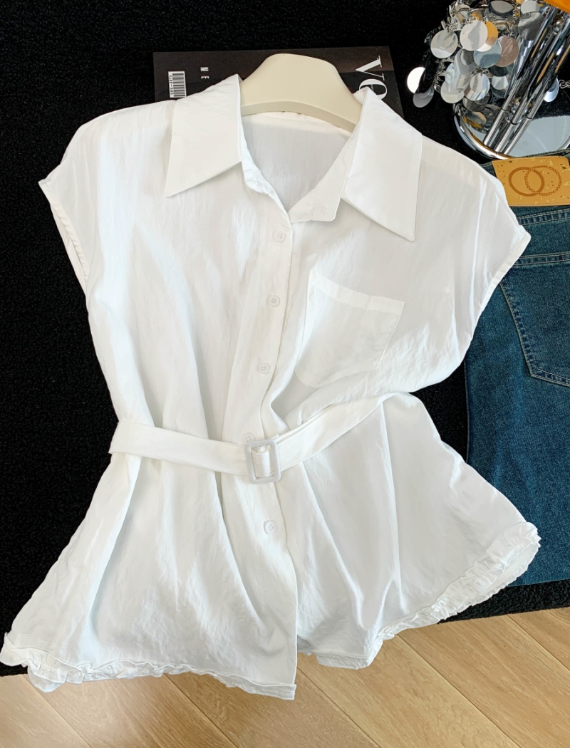 Simple shirt cotton linen tops for women