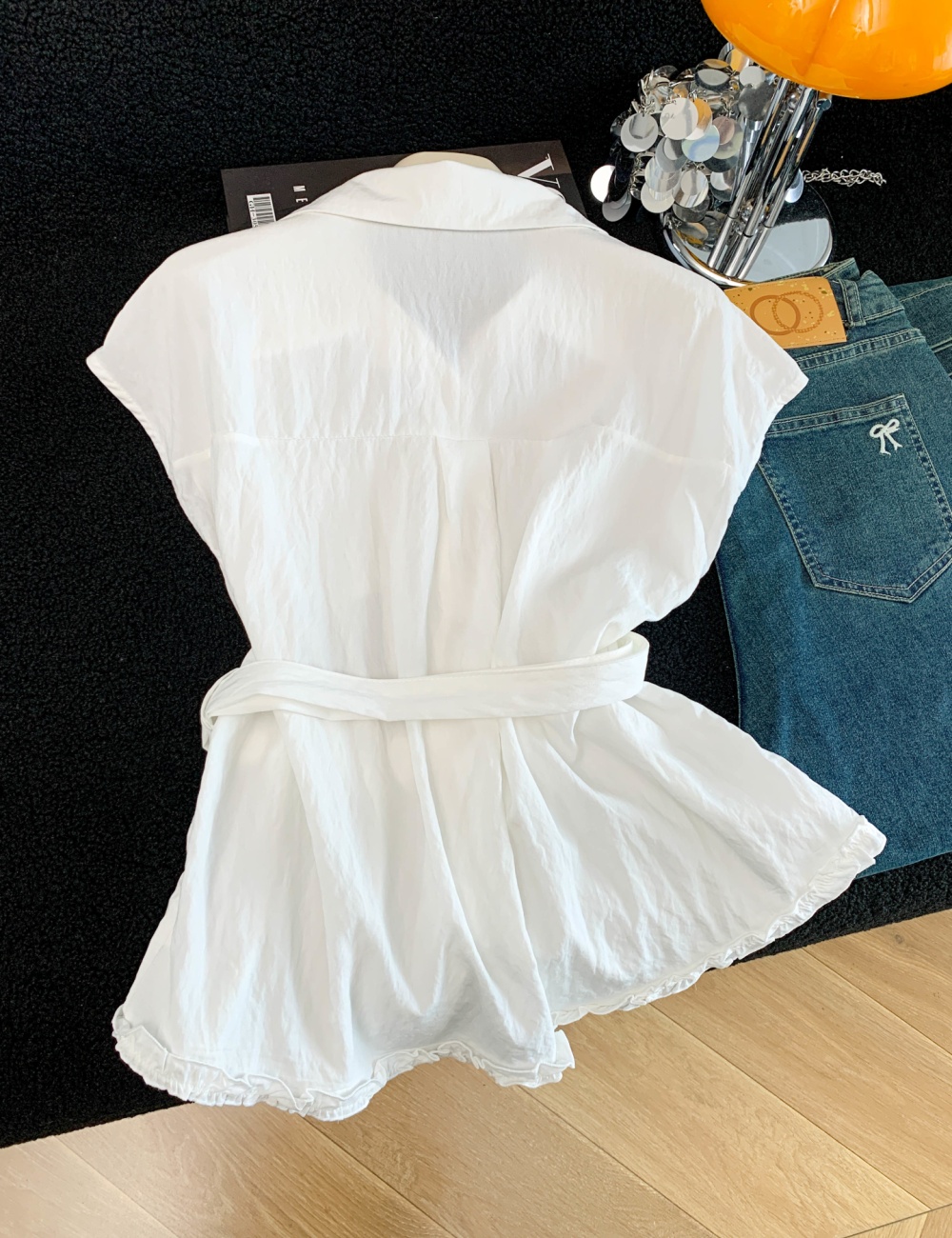 Simple shirt cotton linen tops for women
