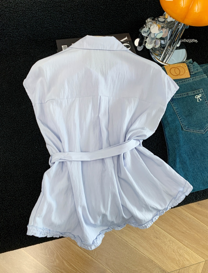 Simple shirt cotton linen tops for women