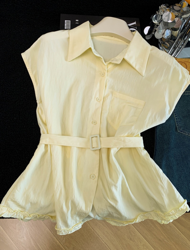 Simple shirt cotton linen tops for women
