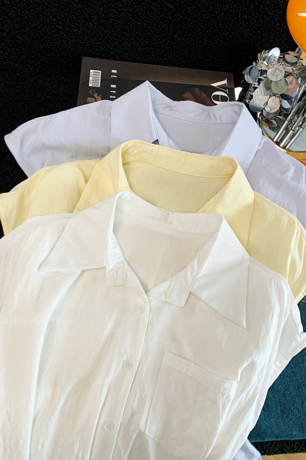 Simple shirt cotton linen tops for women
