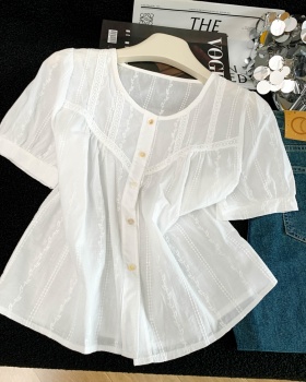 Casual jacquard short sleeve Western style shirt for women