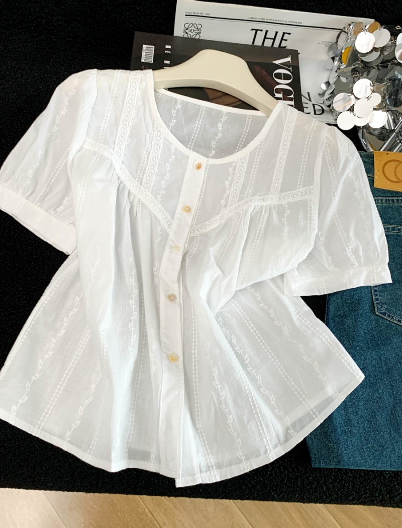 Casual jacquard short sleeve Western style shirt for women