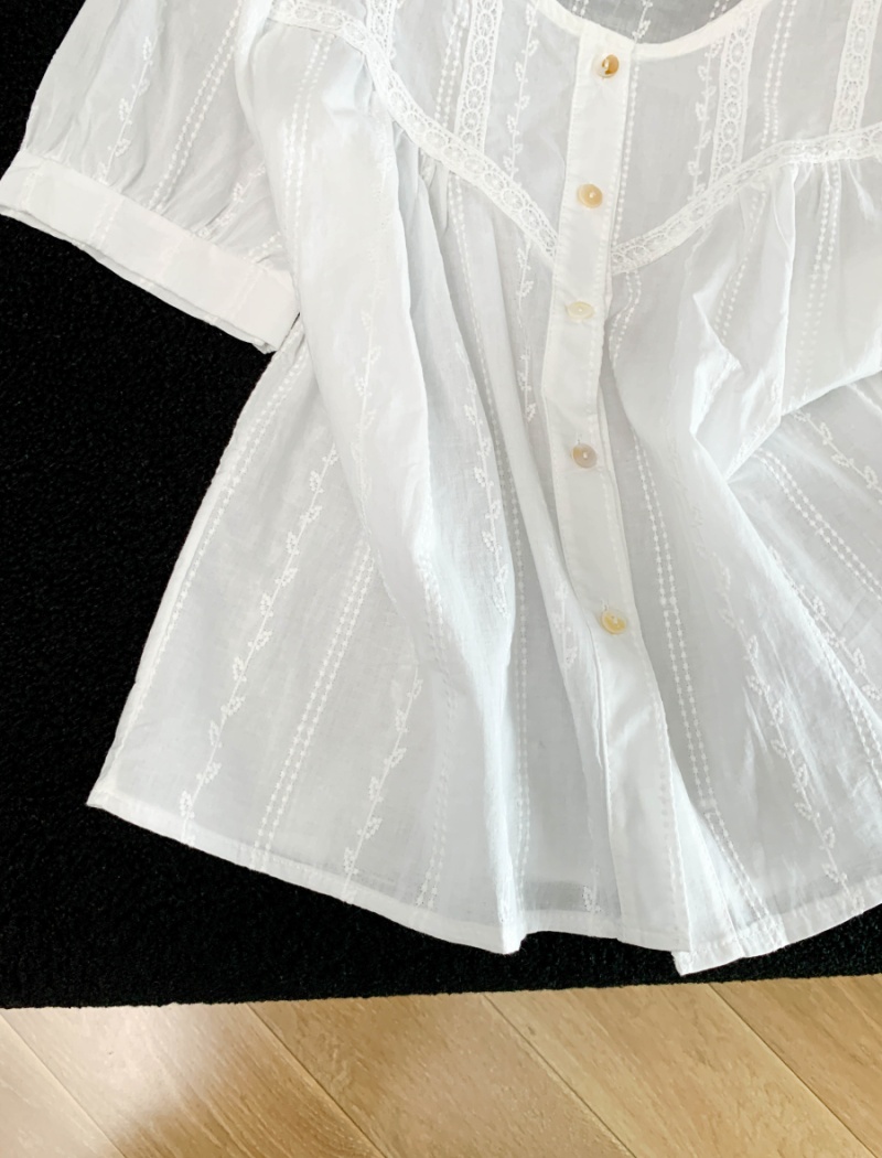 Casual jacquard short sleeve Western style shirt for women