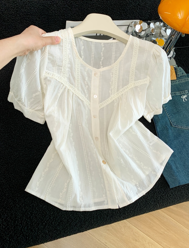 Casual jacquard short sleeve Western style shirt for women