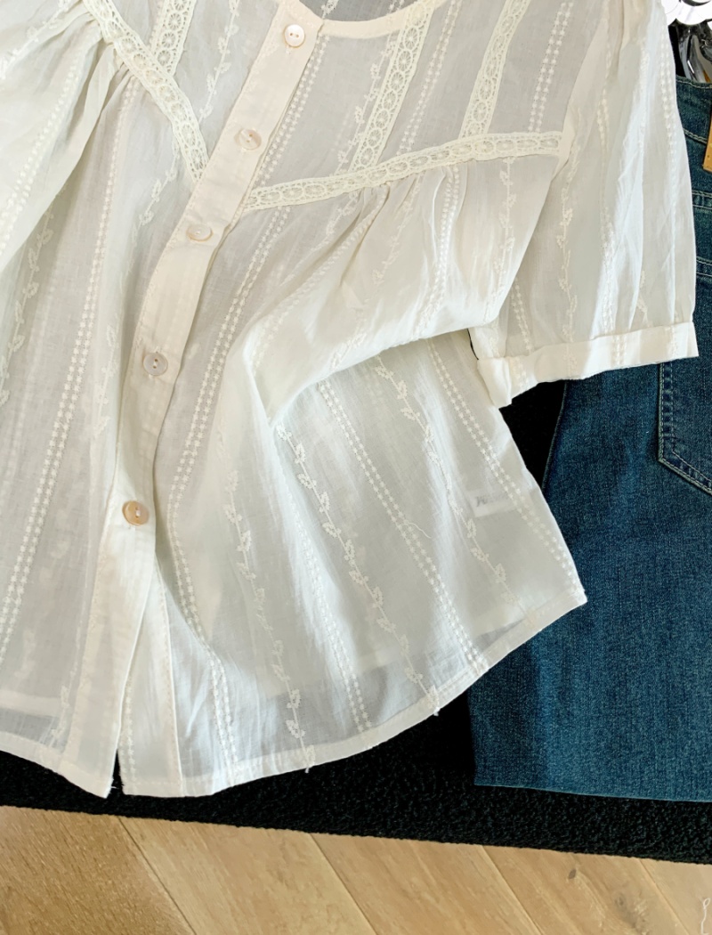Casual jacquard short sleeve Western style shirt for women