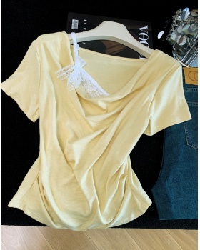 Sweet style summer tops short sleeve slim T-shirt