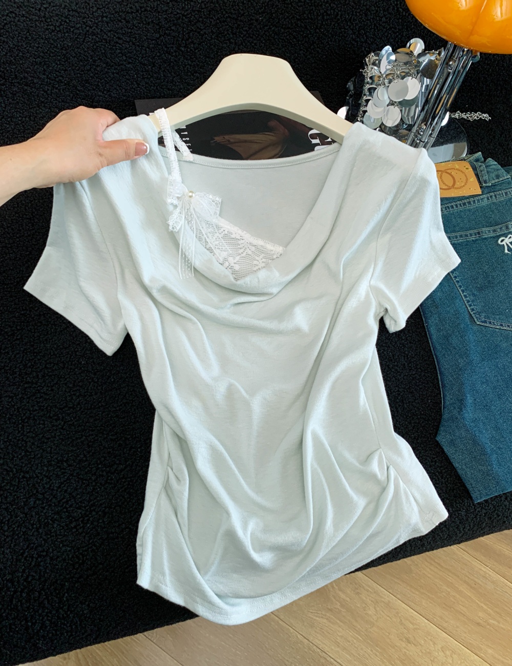 Sweet style summer tops short sleeve slim T-shirt
