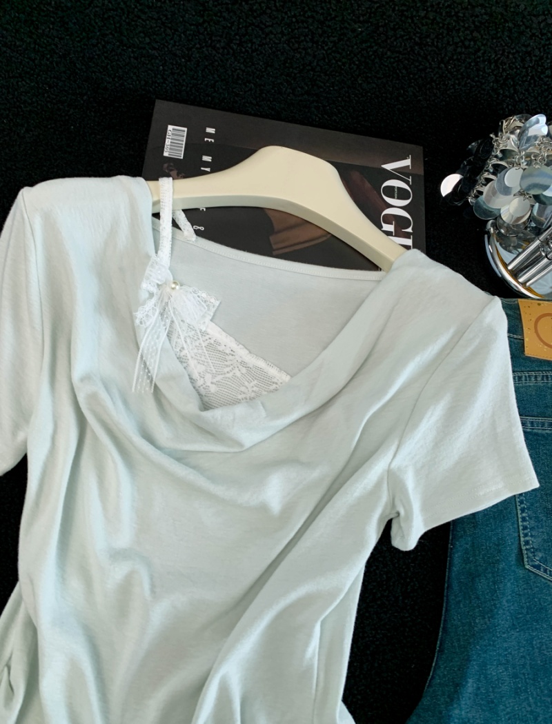 Sweet style summer tops short sleeve slim T-shirt