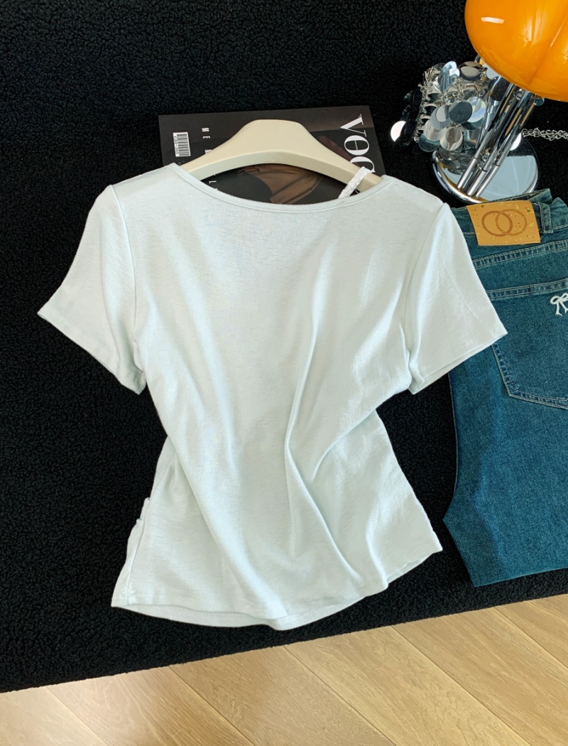 Sweet style summer tops short sleeve slim T-shirt
