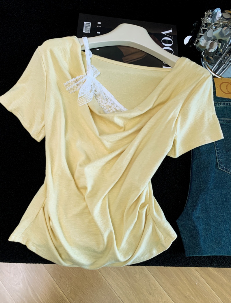Sweet style summer tops short sleeve slim T-shirt