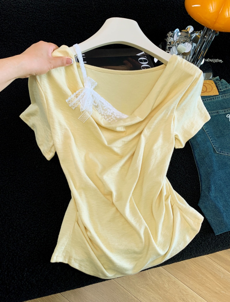 Sweet style summer tops short sleeve slim T-shirt