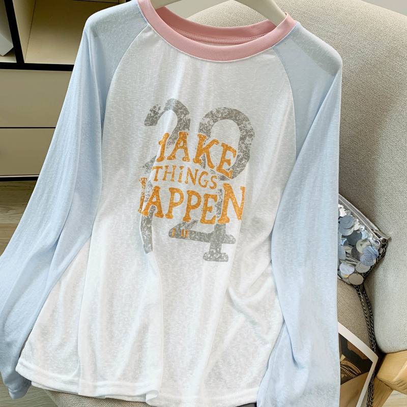 Cotton summer T-shirt loose printing tops for women