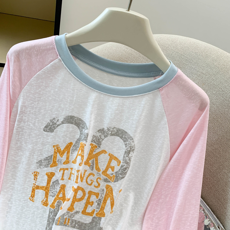 Cotton summer T-shirt loose printing tops for women