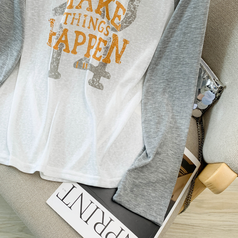 Cotton summer T-shirt loose printing tops for women