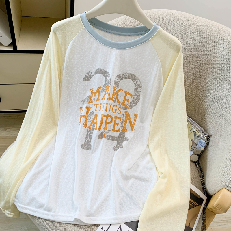 Cotton summer T-shirt loose printing tops for women