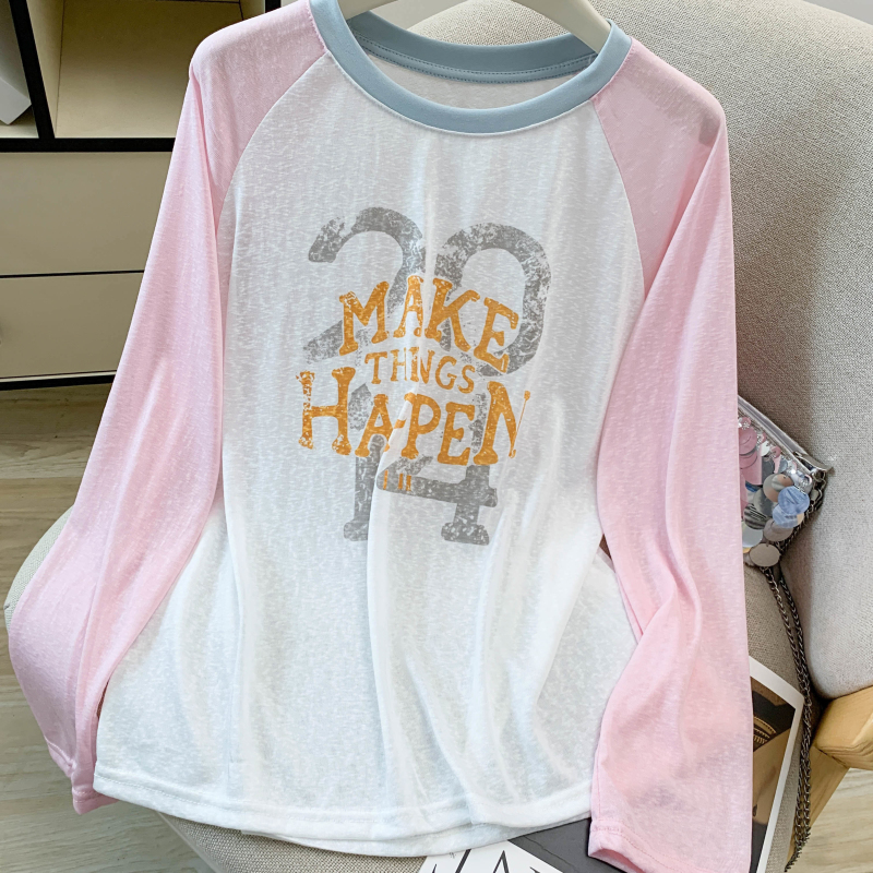 Cotton summer T-shirt loose printing tops for women