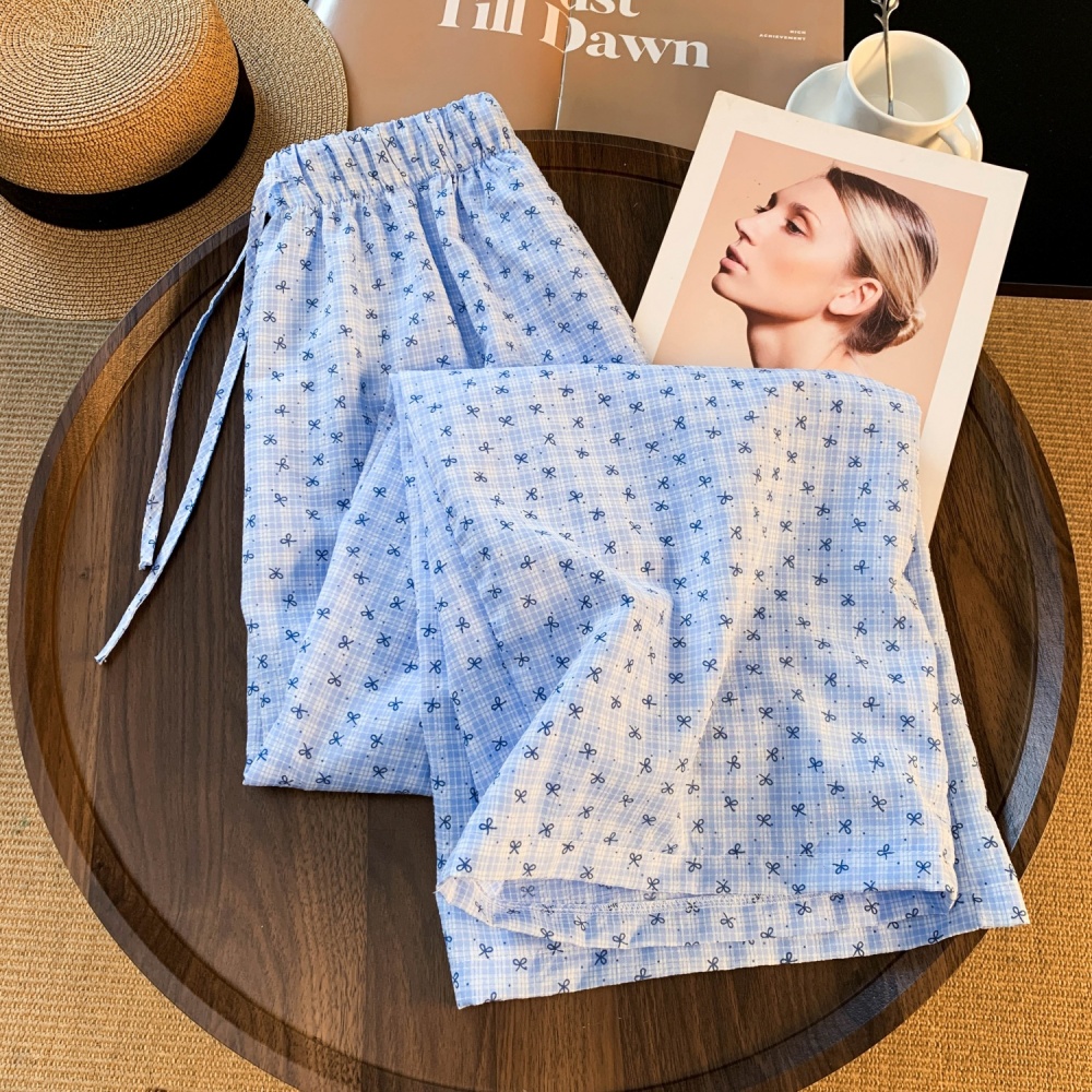 Drape straight wide leg pants summer blue casual pants