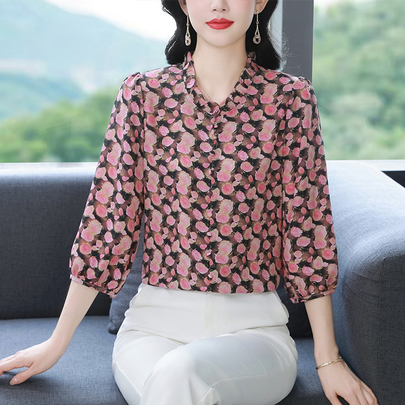 Chiffon all-match small shirt Cover belly shirt