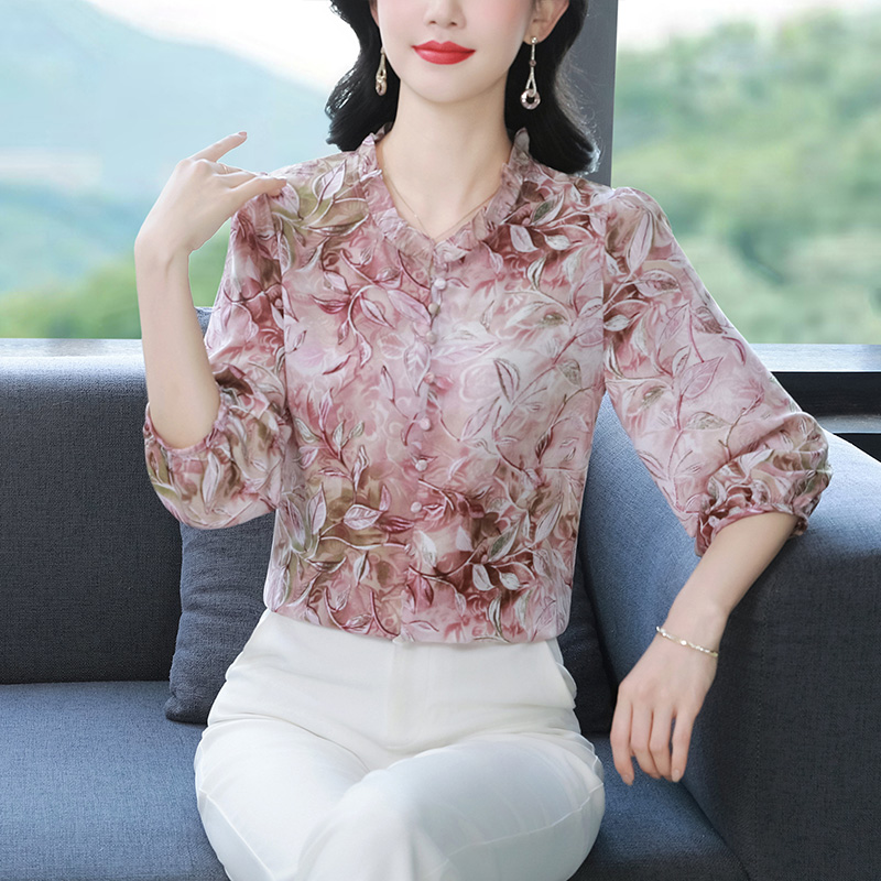 Chiffon all-match small shirt Cover belly shirt