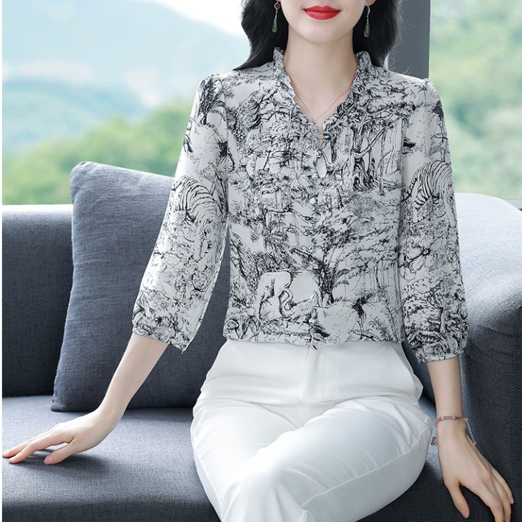 Cover belly temperament tops loose retro shirt for women