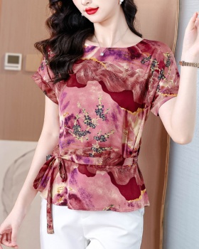Temperament summer large yard real silk tops for women