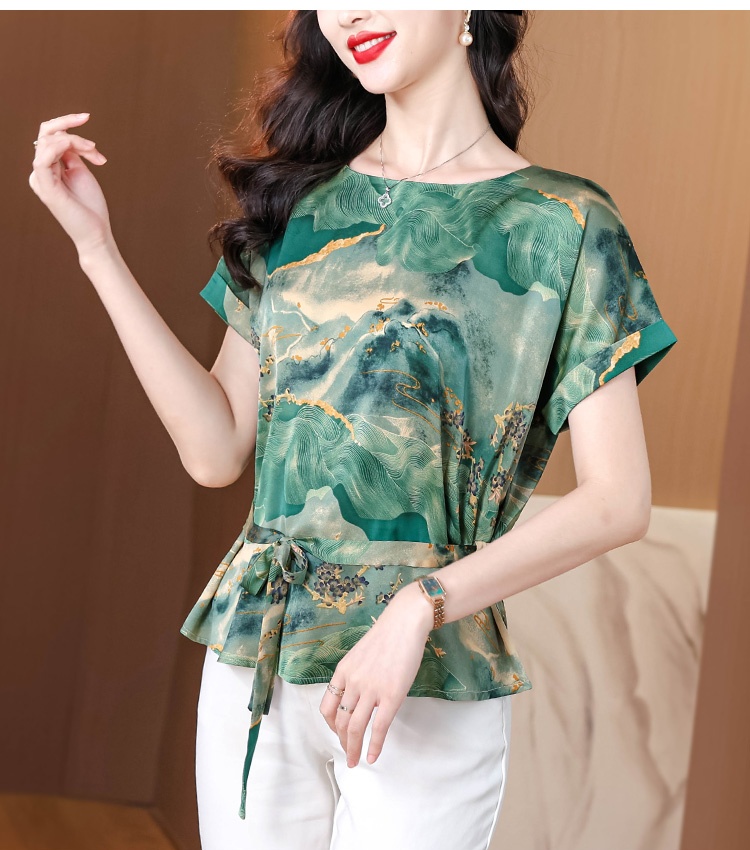 Temperament summer large yard real silk tops for women