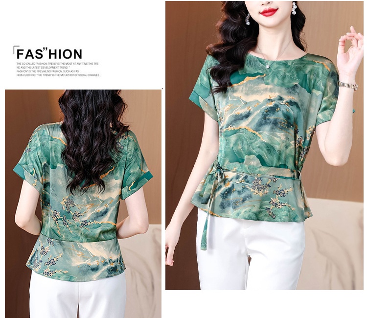 Temperament summer large yard real silk tops for women