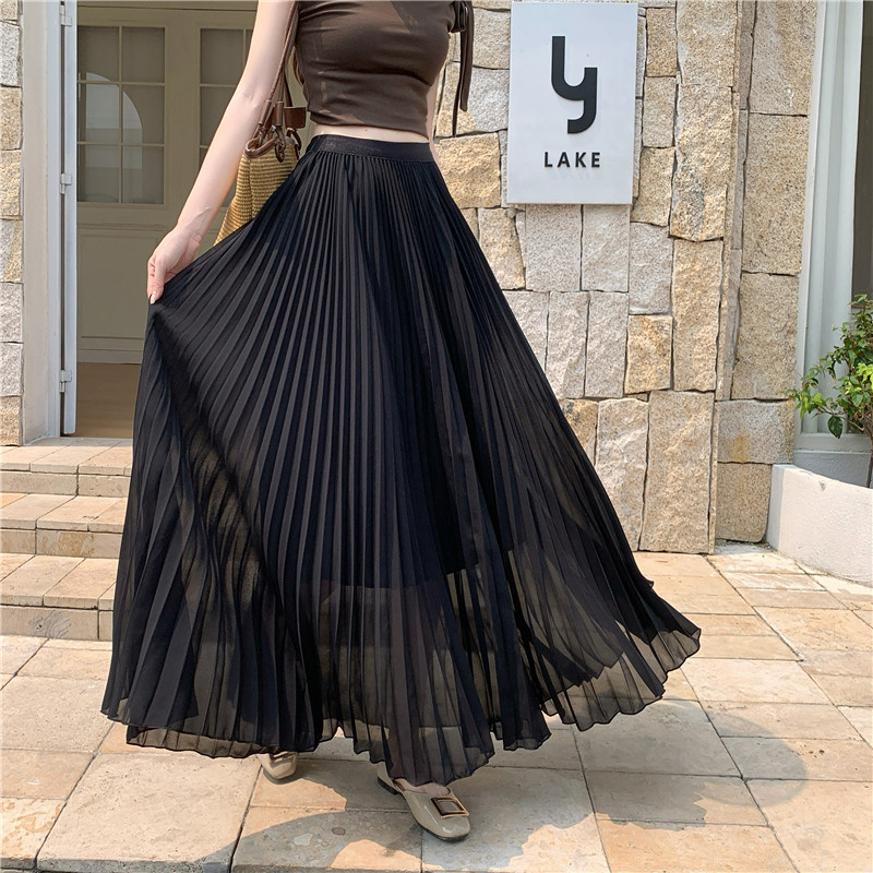 Pleated big skirt long dress large yard pure skirt for women