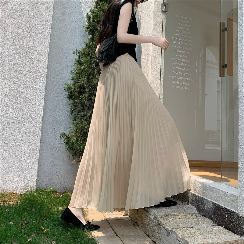 Pleated big skirt long dress large yard pure skirt for women