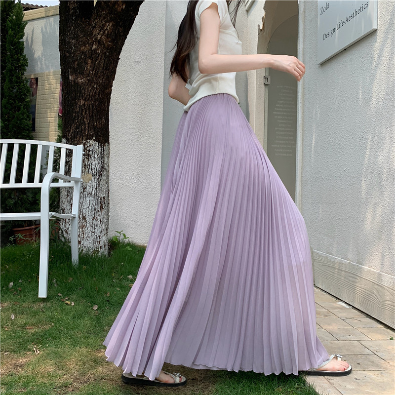 Pleated big skirt long dress large yard pure skirt for women