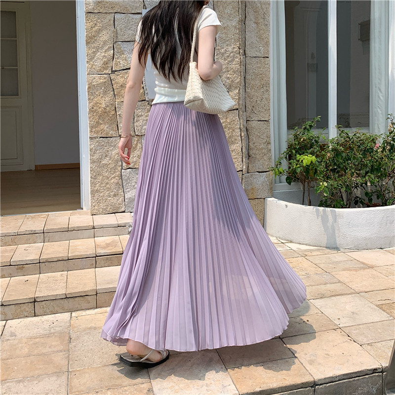 Pleated big skirt long dress large yard pure skirt for women
