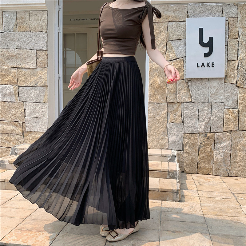 Pleated big skirt long dress large yard pure skirt for women