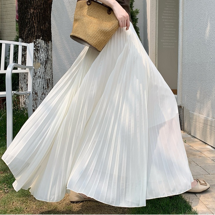 Pleated big skirt long dress large yard pure skirt for women