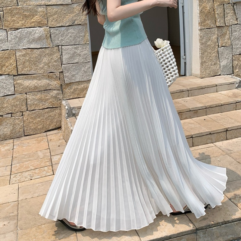 Pleated big skirt long dress large yard pure skirt for women