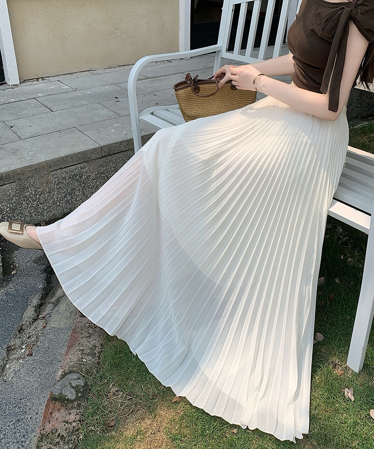 Pleated big skirt long dress large yard pure skirt for women