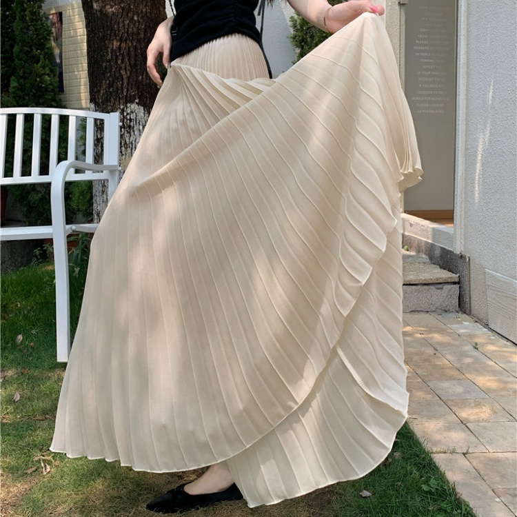 Pleated big skirt long dress large yard pure skirt for women