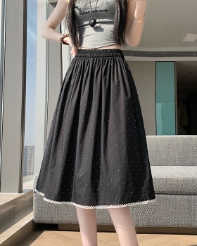 Polka dot big skirt long dress high waist skirt for women