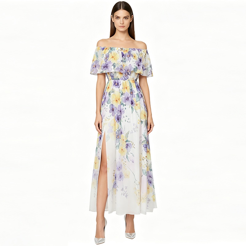 Chiffon spring and summer split big skirt dress