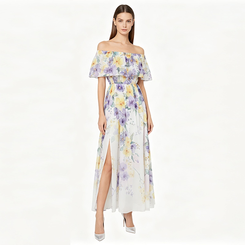 Chiffon spring and summer split big skirt dress