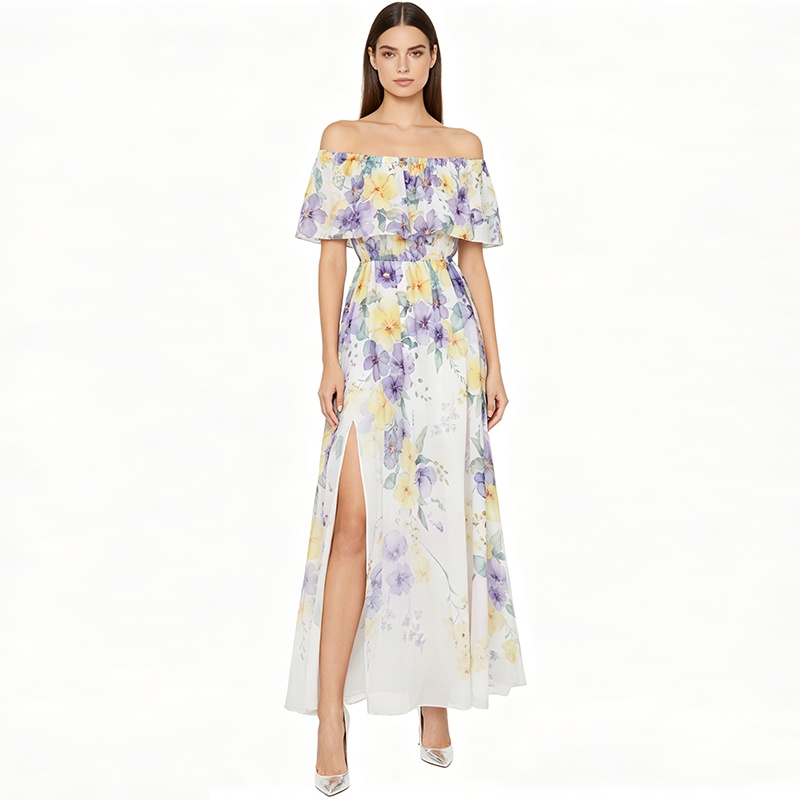 Chiffon spring and summer split big skirt dress