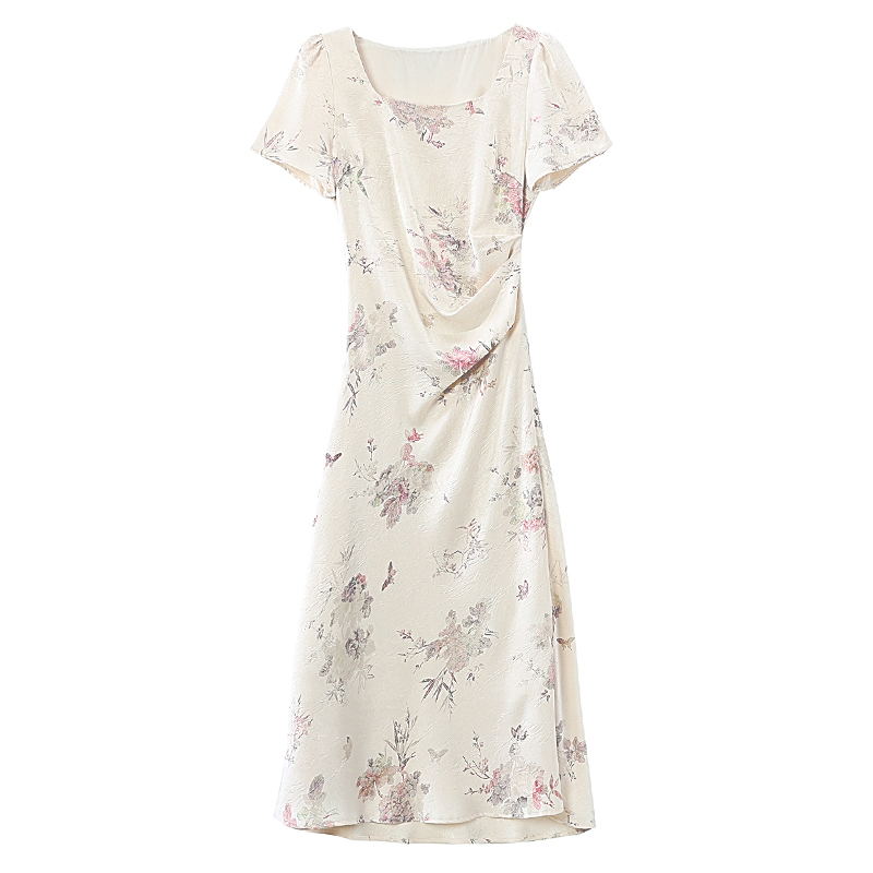 Ladies temperament satin Chinese style dress