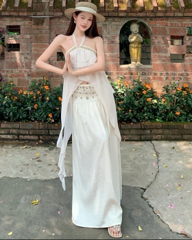 Summer Bohemian style vest halter skirt 2pcs set for women