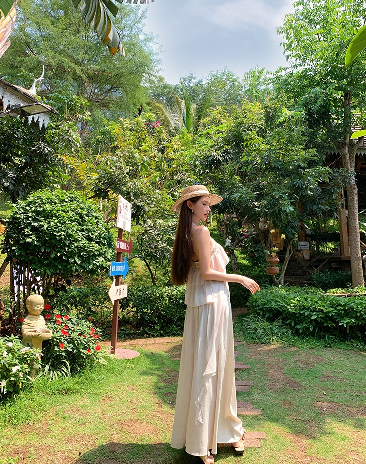 Summer Bohemian style vest halter skirt 2pcs set for women